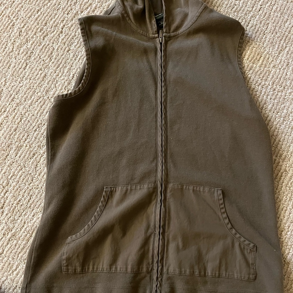 Olive Green Sleeveless Hoodie Vest